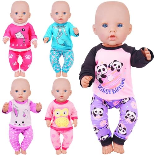 K.T. Fancy 5 Sets Reborn Doll Animal Print Clothes for 14-18 Inch Dolls | Baby Doll Outfit; Pretend Play Toy; Fits 14-18 Inch Dolls; Age 3+, Doll Not
