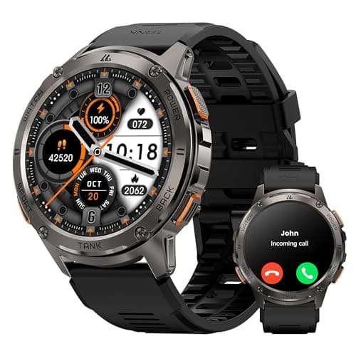 KOSPET Smart Watch for Men, 60 Days Extra-Long Battery, 50M Waterproof for Swimming, Rugged Military Full Metal Body Smartwatch, 1.43” AMOLED