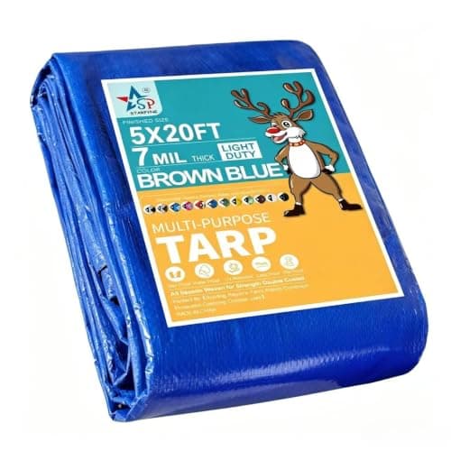 STARPYNG-7 Mil Blue 5x20 Feet Tarp-Multifunctional Blue Waterproof Tarpaulin-Waterproof, UV Resistant, Rip and Tear Resistant, Poly Tarpaulin with