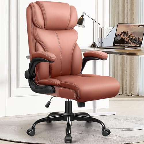 HeroSet Office Chair, Ergonomic Big and Tall Computer Desk Chairs, Executive Breathable Leather Chair with Adjustable Flip-up Armrests, Lumbar Support