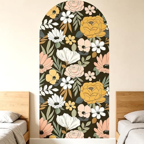 Flower Arch Wall Decals Peel and Stick, Large Floral Vinyl Wall Stickers, Removable Leaves Home Decor Art Wallpaper for Bedroom Living Room Classroom