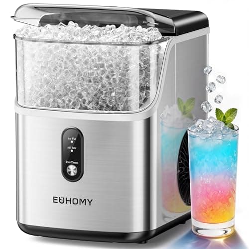 EUHOMY Nugget Ice Maker Countertop, Ready in 7 Mins, 35Lbs/24H Pebble Ice Maker Machine, Self-Cleaning Countertop Sonic Ice Makers with Ice