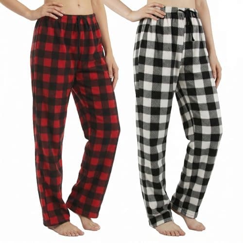 LANBAOSI Christmas Pajama Pants for Women Buffalo Plaid Pj Bottoms 1/2 Pack | Buffalo Check Pattern, Soft Drawstring Waist, for Cozy Nights at Home