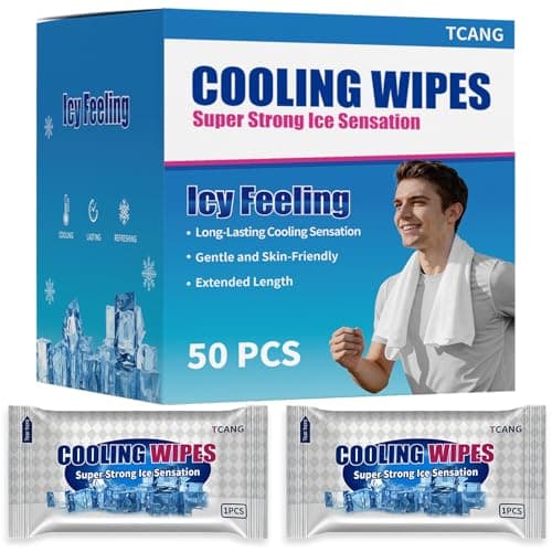 50 Pack Disposable Cooling Wipes, Individually Wrapped No-Rinse Cooling Towels, (25''x 9.84'') Extra-Thick Oversized Ice Towel for Sports, Travel, and
