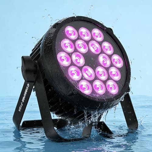 SHEHDS LED Waterproof Par Lights 18x12W,IP65 Outdoor Stage Light RGBWA+UV 6in1 Color Mixing,Wash/Strobe Effect,45°Wash Angle,DMX512 Sound Activated