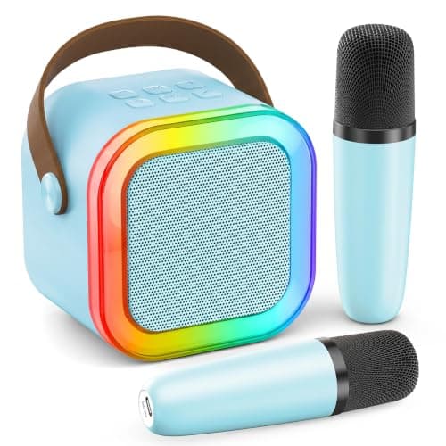 Mini Karaoke Machine, Portable Bluetooth Speaker & 2 Wireless Microphones | Karaoke Player Karaoke Microphone For Family Home Party Outdoor With HI-FI