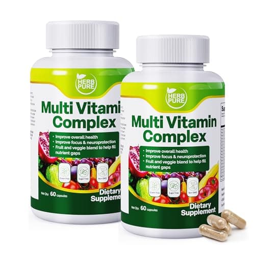 Multi Vitamin Complex Daily Multivitamin 120 Capsules (2 Packs) | 28 Essential Vitamins & Minerals with Active Vitamins for Men and Women, Superfood