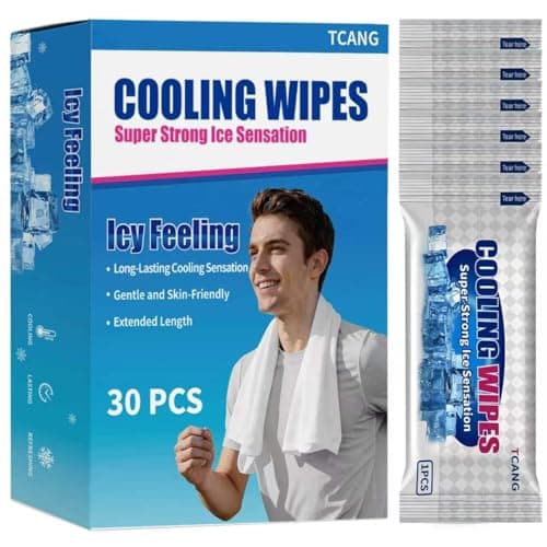 30 Pack Disposable Cooling Wipes, Individually Wrapped No-Rinse Cooling Towels, (25''x 9.84'') Extra-Thick Oversized Ice Towel for Sports, Travel, and