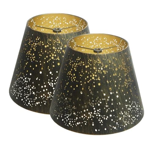 2 Pack Antique Bronze Starry Metal Lamp Shades, Etched Star Shadow Covers | Size: 6" Top x 10" Bottom x 7.5"H . Casts star shadows. Fits table & floor