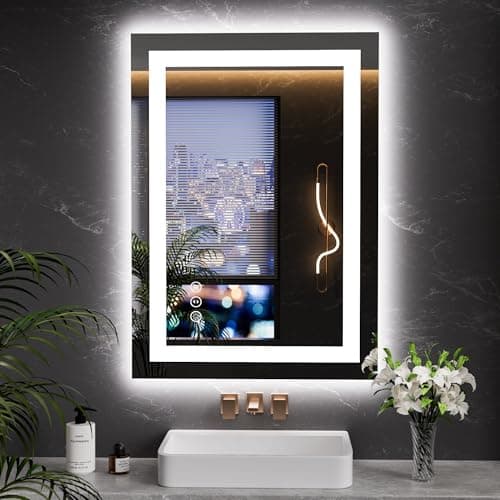 LOAAO 20"X28" LED Bathroom Mirror with Lights | Anti-Fog, Dimmable, 3 Color Temperature, Backlit + Front Lit, Memory Function, Tempered Glass, UL