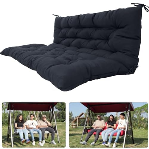 47in Porch Swing Replacement Cushion,Waterproof Fade-Resistant, Navy Blue | Thick 4" broken sponge fill, fits 3-seat outdoor swings, glider, patio