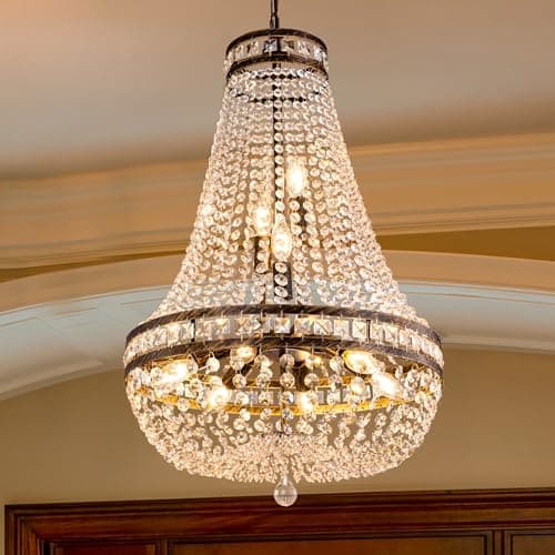 Wellmet Crystal Chandelier Light, 8 Lights French Empire Chandeliers Lighting Ceiling Fixture Hanging Pendant for Dining Living Room Foyer Kitchen