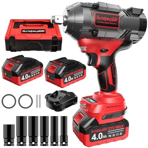 1/2 Brushless Cordless Impact Wrench 1107Ft-lbs Power Impact Gun | 21V High Torque, 3 Variable Speeds & RSS, 2 Led, with 2x4.0Ah Batteries, 6 Sockets,