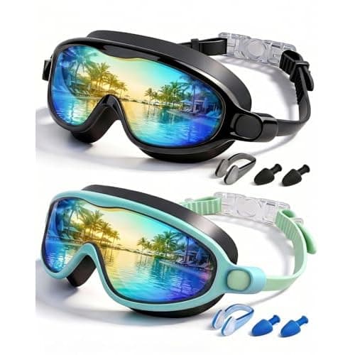 Kids Swimming Goggles 2 Pack, Anti Fog&UV Swim Goggles for Boys Girls, No Leak Pool Beach Essentials for kid 3-14