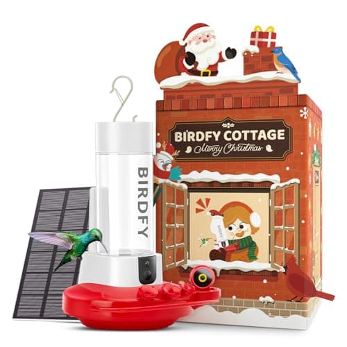 NETVUE by Birdfy Hummingbird Feeder with 2 Cameras Solar Powered - Dual Smart Cams, 2K HD Wireless for 2 Angels Close-up Bird Watching Outdoor,