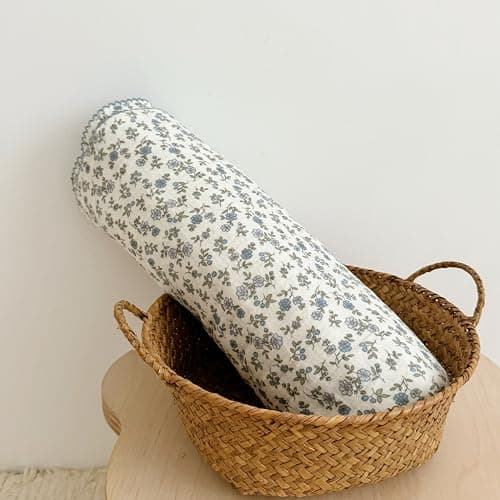 BuLuTu 100% Cotton Muslin Toddler Blanket for Girls Boys Shabby Chic Blue Floral Baby Blanket Soft Lightweight Toddler Bed Blankets Gauze Cotton Crib