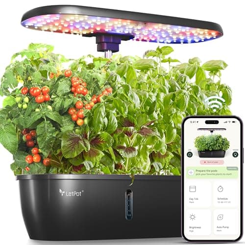 LETPOT LPH-Lite Hydroponics Growing System, 12 Pods Smart Herb Garden Kit Indoor, Indoor Garden, APP & WiFi Controlled, with 24W Growing LED, 5.5L