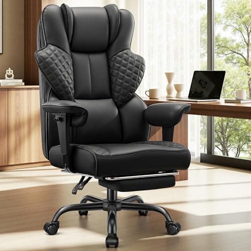 FelixKing Big and Tall Office Chair 500lbs - Ergonomic Desk Chair with Footrest, Scratch-Resistant PU Leather Computer Chair, 4D Lumbar Support Gaming