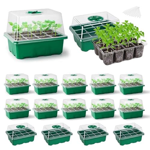The Bundle of Bonviee 10 Packs Seed Starter Tray with Elevated Lid and Bonviee 5 Packs Seed Starter Kit