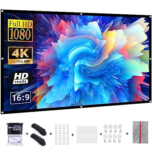 Projection Screen 84 inch Outdoor Projector Screens Portable Movie Screen 16:9 Foldable Anti-Crease Projection Screen for Home Theater Outdoor Indoor