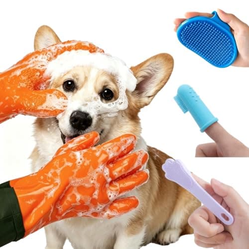 ahansi Pet Dog Cat Bathing Gloves – Cat Gloves Bite Proof with 3500+ Soft Particles, Cat Grooming Gloves & Dog Bathing Gloves for Anti-Scratch Hair