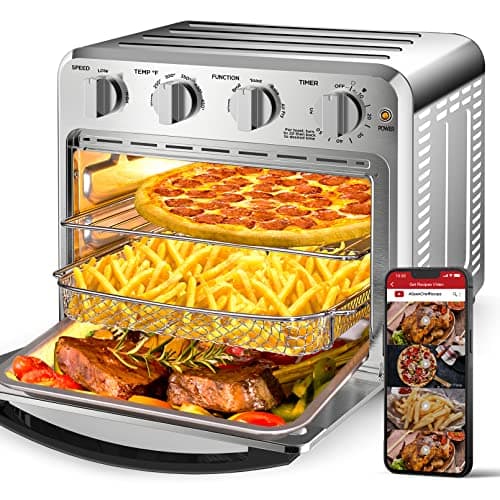 Geek Chef Air Fryer Toaster Oven Combo, 16QT 5-in-1 Toaster Ovens Countertop, Convection AirFryer with Bake, Air fryer & Toaster, Broil and Warm