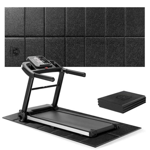 HAPBEAR Treadmill Mat, 55"x24"/68"x24"/79"x35.5" Non-Slip Foldable Exercise Equipment Mat for Walking Pad, Weight Bench, Noise Reducing Shock