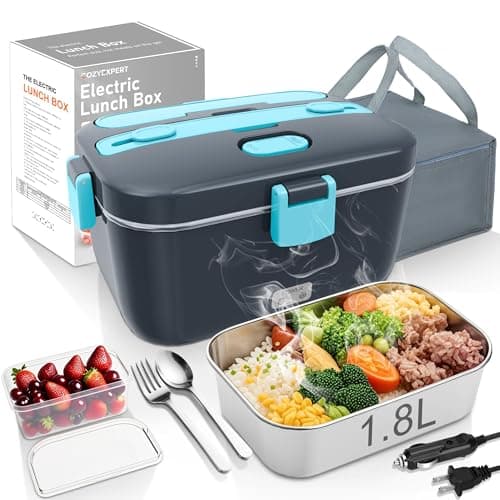 COZYEXPERT Electric-Lunch-Box-Heated-Food-Warmer 100W Heating Box for Adult | 1.8L Portable Food Heater for Work/Car, 12V/24V/110-230V Lonchera