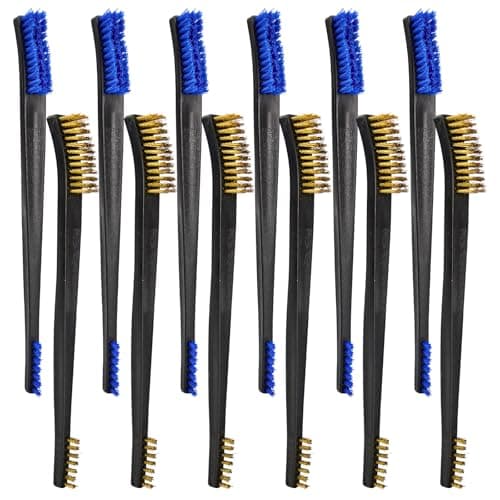 Gun Cleaning Brushes, 6 Brass & 6 Nylon Double-Ended Gun Brushes | Reusable gun cleaning supplies for firearm cleaning, gun maintenance, pistols,
