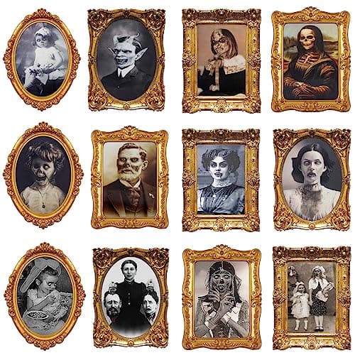 ECGER Halloween Decorations Indoor, Haunted Scary Decor - 3D Changing Face Pictures, Vintage Moving Wall Portraits Frame, For Horror Spooky Party