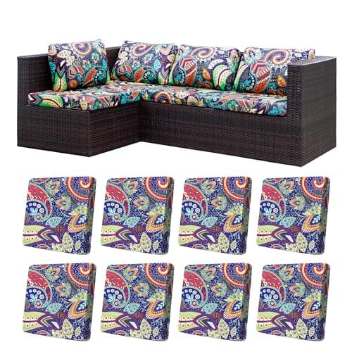 8 Piece Outdoor Cushion Covers, Patio Sofa Cushion Covers, Stretch Fit | 8 Piece Set, Outdoor, Stretch Fit, Washable, Patio Sofa Cushion Covers, Seat