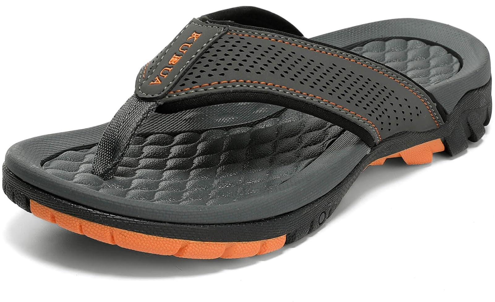 KUBUA Men's Beach Flip-Flops Water Sandals Outdoor Athletic Thong Sandal Slippers 10 Grey