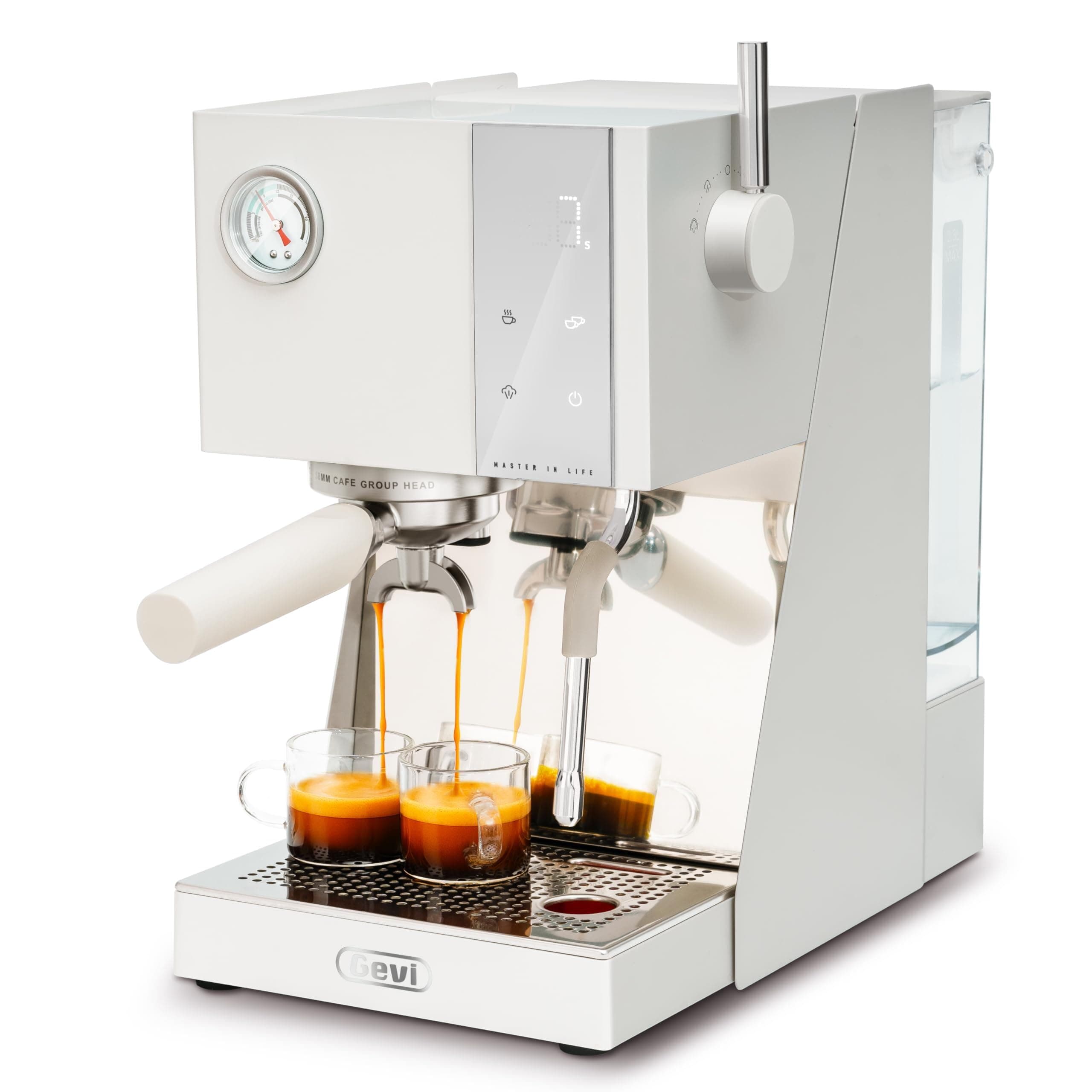 Gevi Espresso Machine with OPV, 20Bar Espresso Maker with Milk Frother Steam Wand, Dual Display, 58mm Portafilter, Stainless Steel Espresso Machines