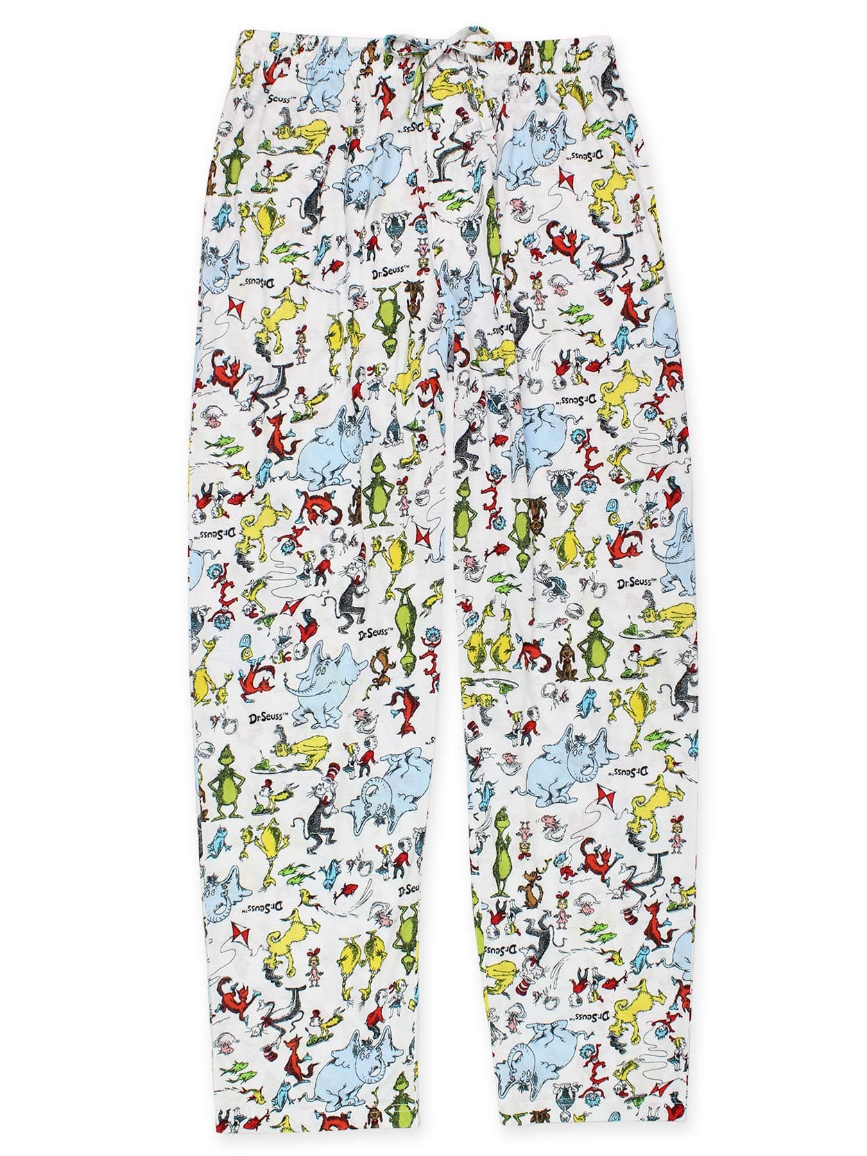Dr. Seuss Grinch Cat in The Hat Green Eggs and Ham Men's Sleep Pants (Small, White/Multi)
