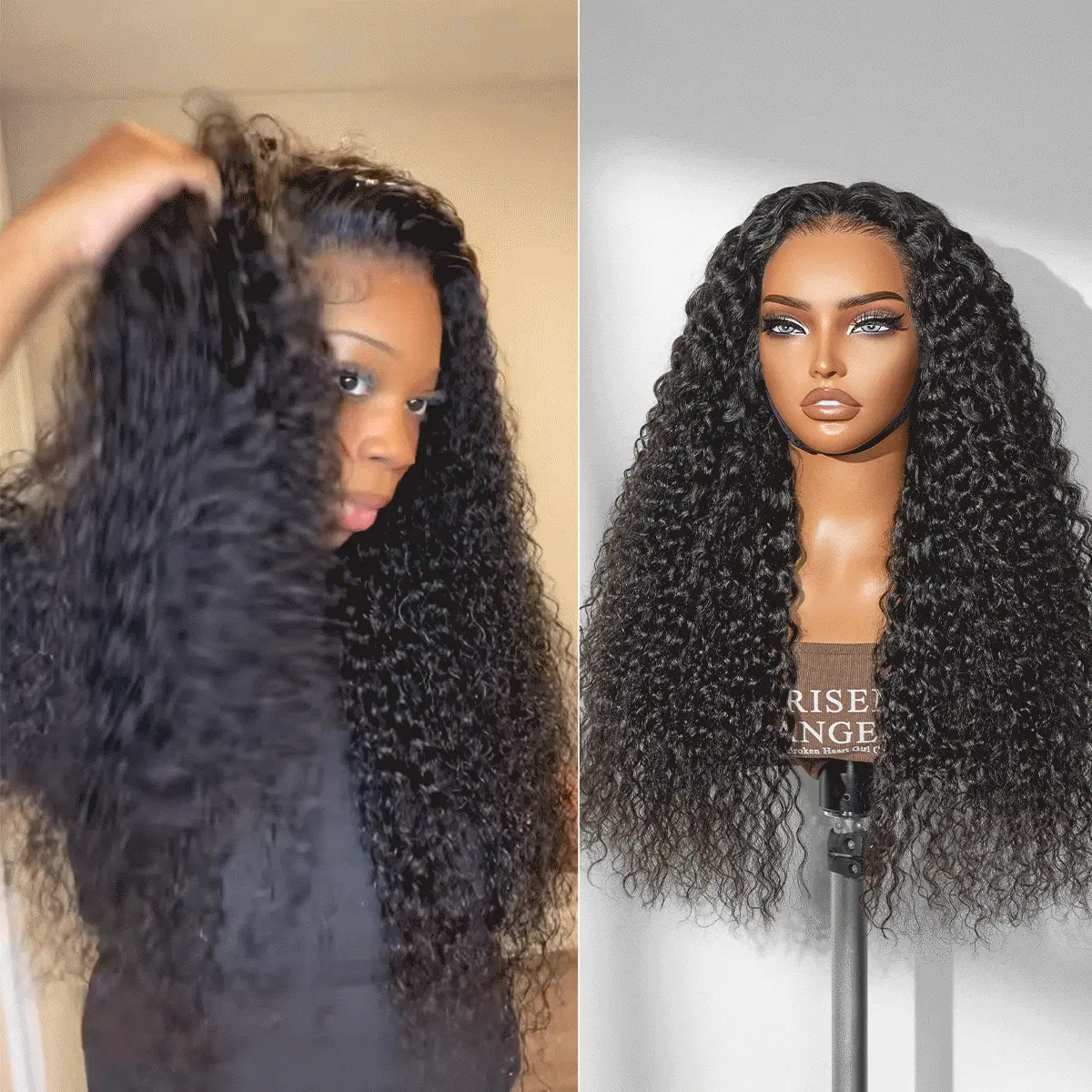 PreMax 180% / 250% Density Water Wave Glueless Flexi-Fit Drawstring 13x4 Frontal Lace Fluffy Curly Wig Pre-Cut Lace
