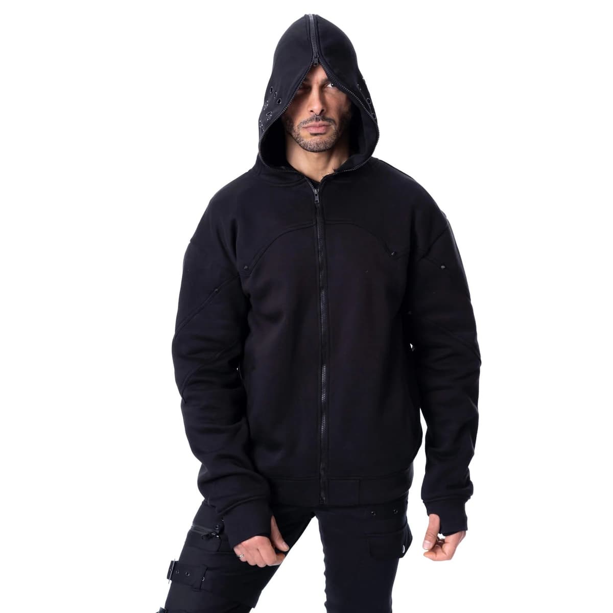 men's sweatshirt Zip POIZEN INDUSTRIES - CROWE - BLACK XXL