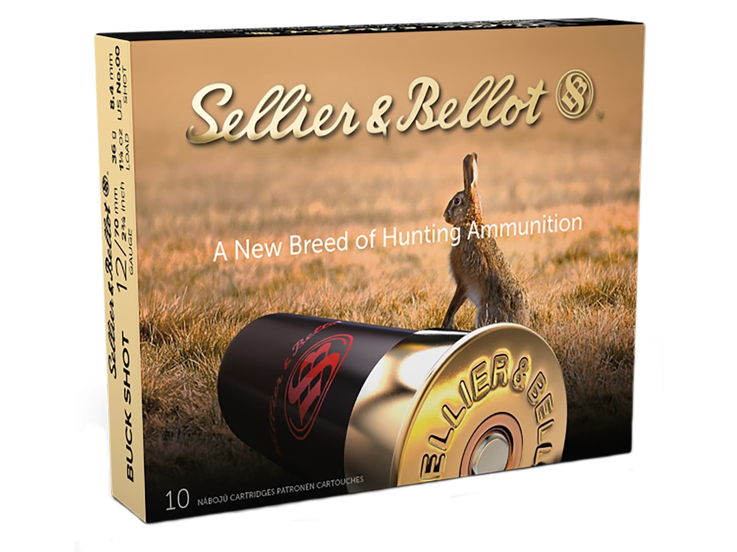 Sellier & Bellot Hunting 12Gauge 2.75 12Pellets 00Buck Shot, 12 Gauge, 10