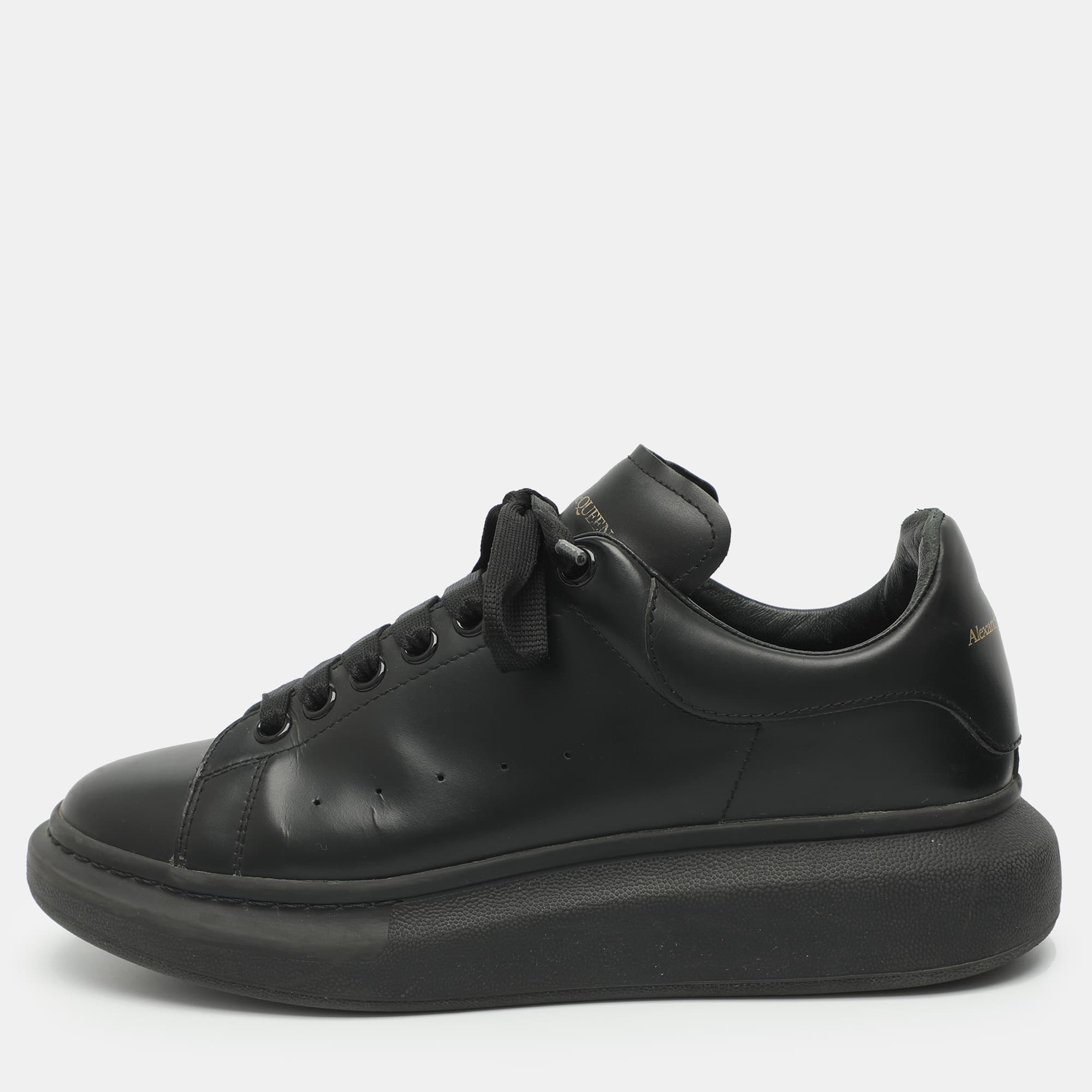 Alexander McQueen Oversized Size 41 Black Leather Low Top Sneakers