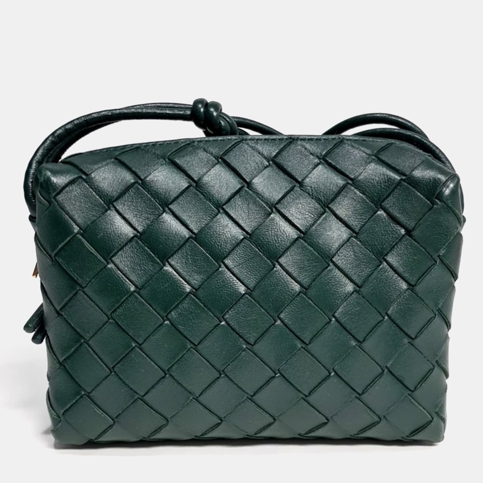 Bottega Veneta Green Leather Mini Loop Camera Bag