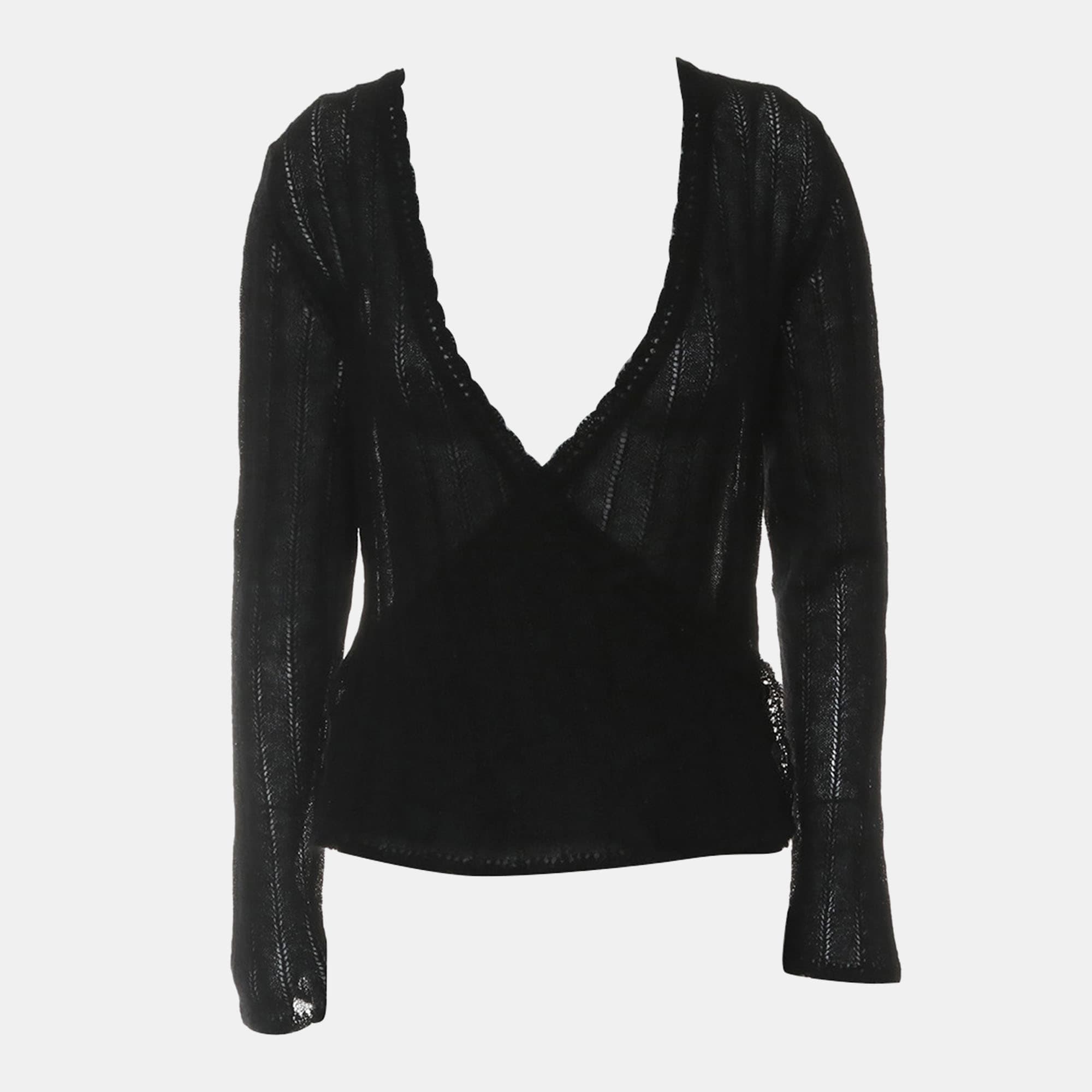 Chanel Black Button-up Sweater L