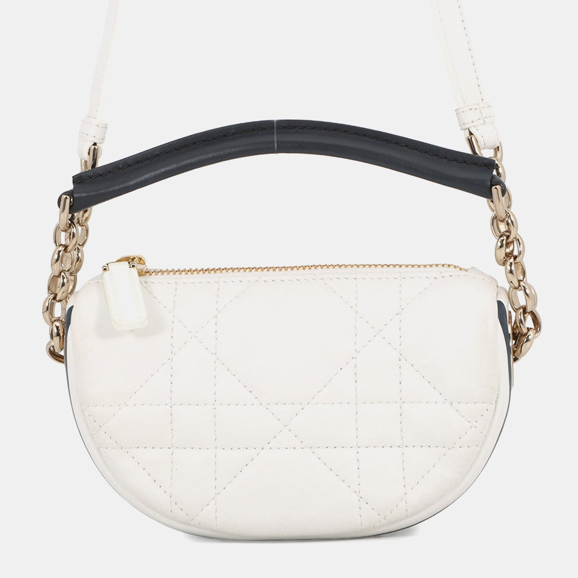 Dior Macrocanage Vibe Hobo White/Navy Lambskin Size Micro