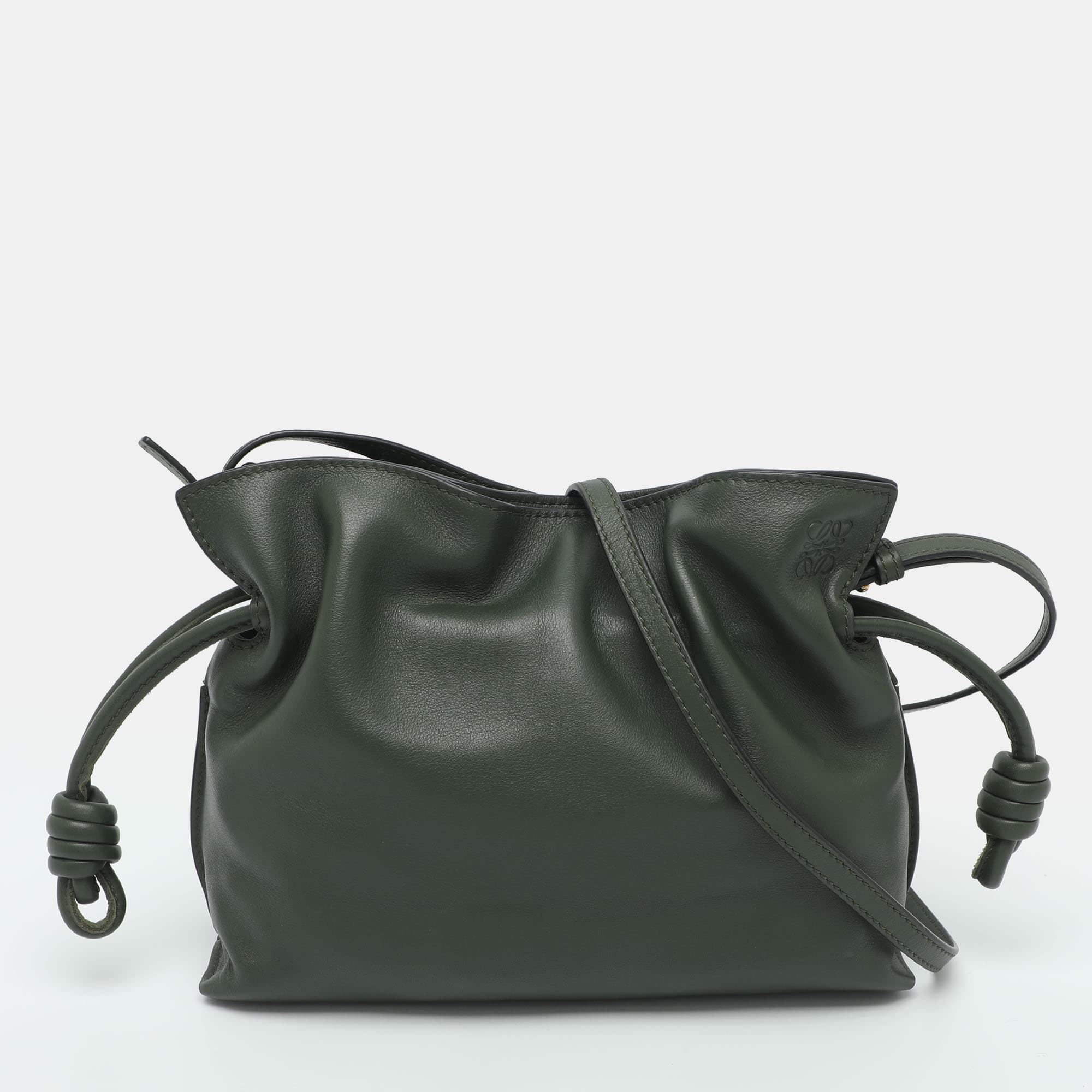 Loewe Flamenco Mini Green Leather Clutch