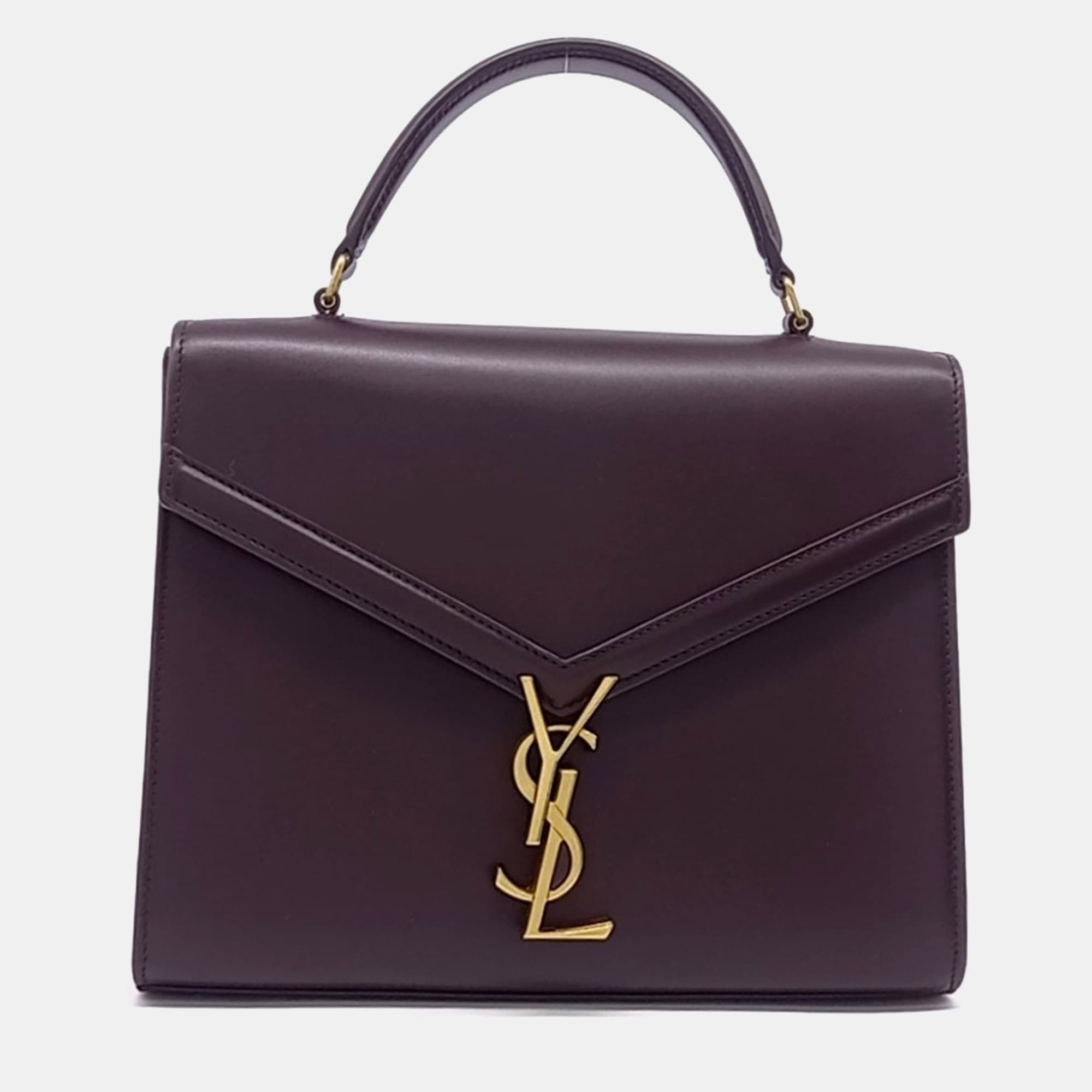 Saint Laurent Paris Burgundy Leather Cassandra Top Handle Shoulder Bag Medium (623931)