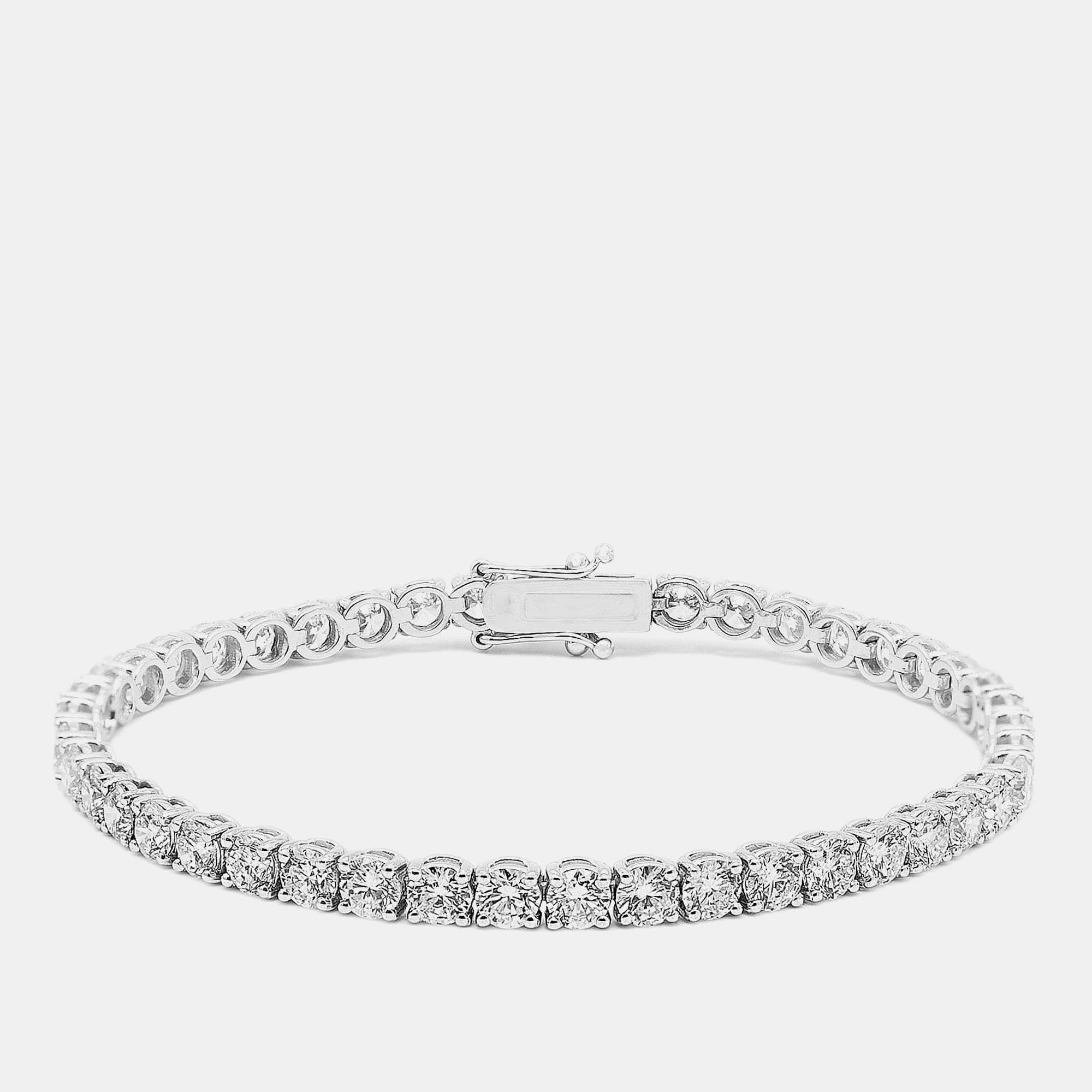 7.50 cts Round Brilliant Lab Grown Diamonds Sterling Silver 925 Tennis Bracelet 18 cm