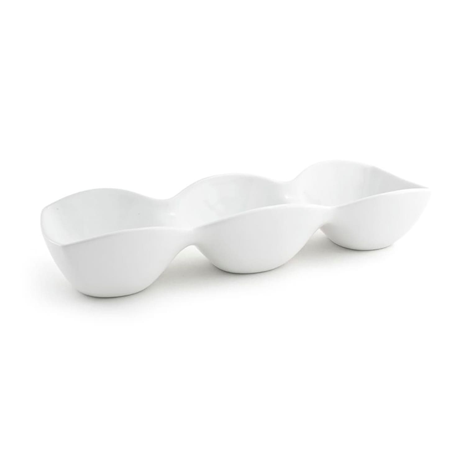 Front of the House BBO004WHP11 21 oz Server w/ 3 Compartments - Porcelain, White