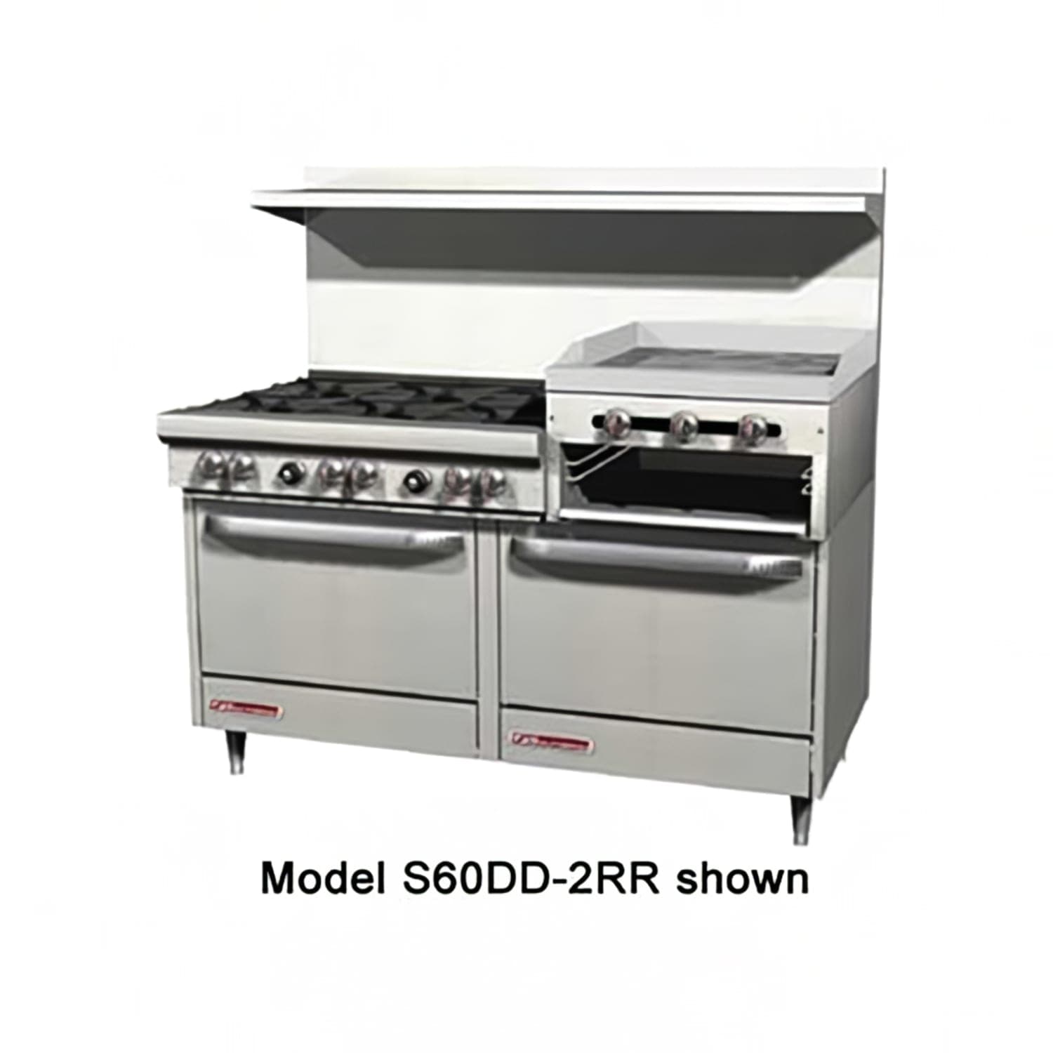 Southbend 4606AA-2RR LP 60" 5 Burner Commercial Gas Range w/ Griddle/Broiler & 2 Convection Ovens, Liquid Propane, Stainless Steel, Gas Type: LP, 115