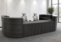 166" x 77"D 2-Person Curved U-Shaped Reception Desk with ADA Counter