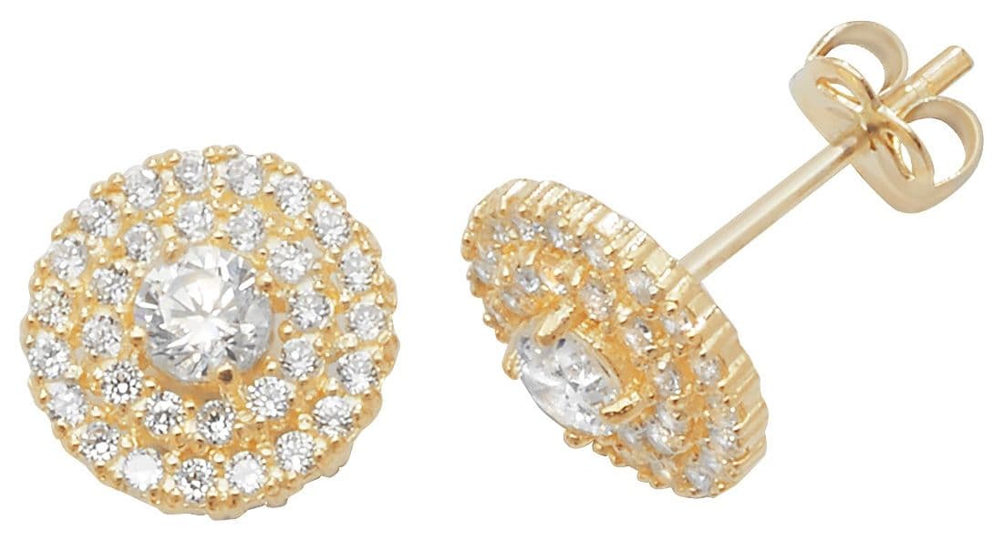 Treasure House 9k Yellow Gold Cubic Zirconia Stud Earrings Jewellery