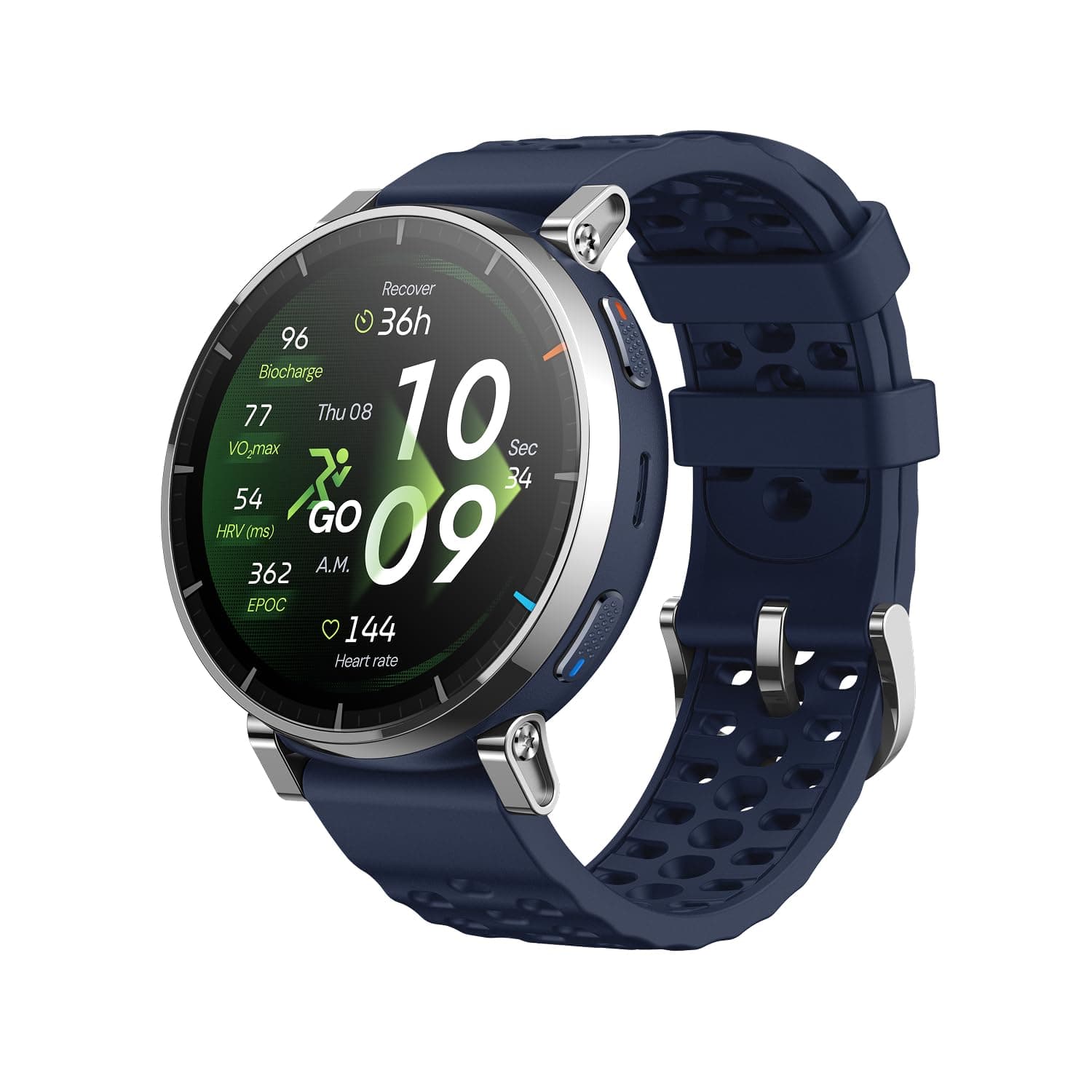 Amazfit Active 3 Smart Watch, 1.32" AMOLED Sapphire Glass, GPS, iOS/Android | 45mm, 12-Day Battery, Water-Resistant, 4GB Storage, Offline Maps, 170