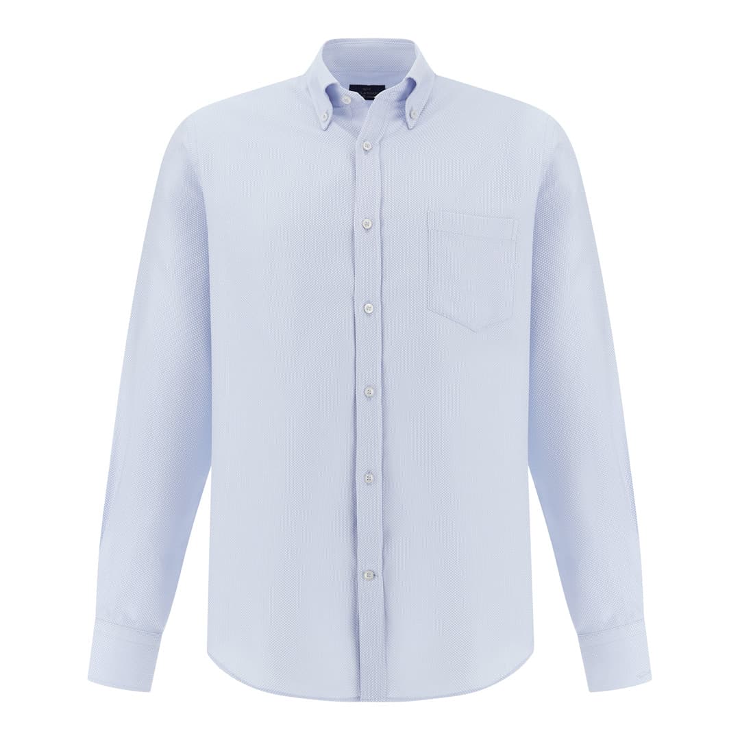 Soffio cotton shirt with damier pattern, Man, Light Blue, Size: 038